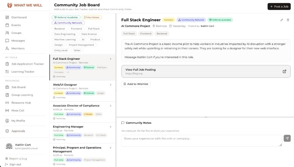 Community Job Board screenshot